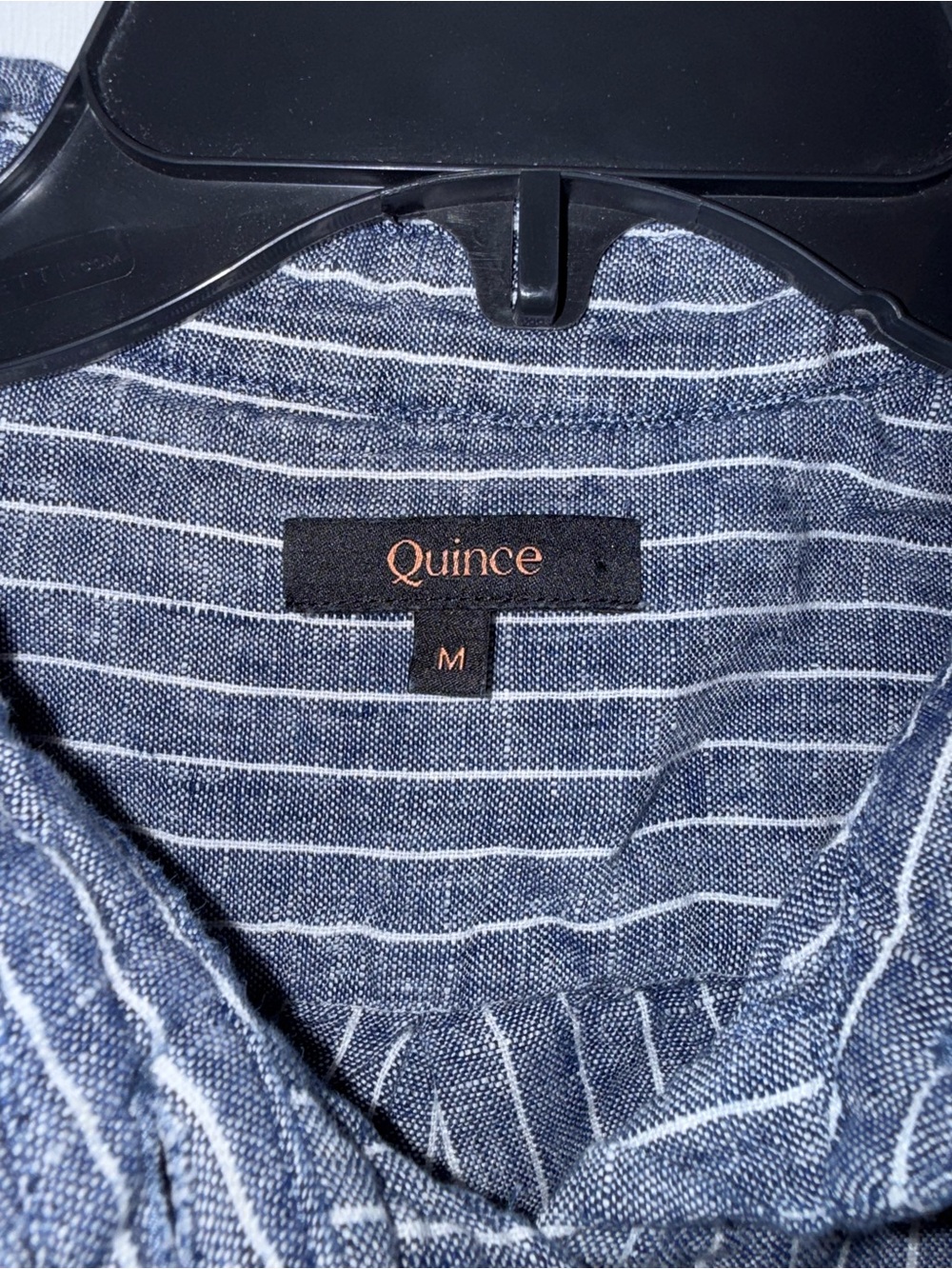 Quince 100% European Linen Button Front Shirt Blue White Stripe Size M - Picture 5 of 9